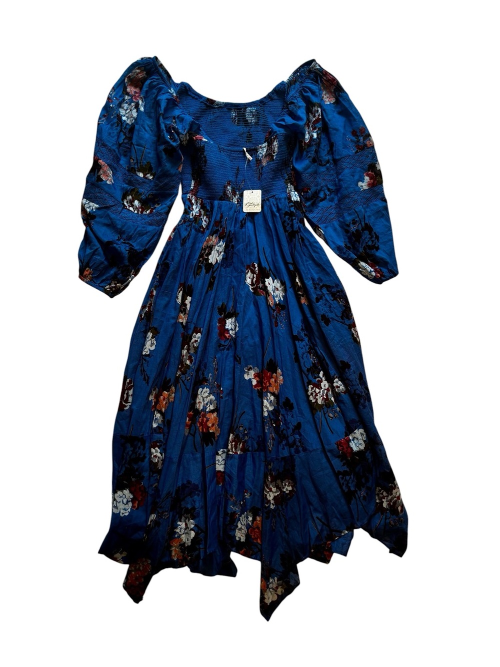Free People Cobalt Blue Floral Smocked Maxi Dress - Picture 4 of 7